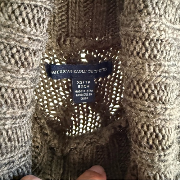 American Eagle Sweater Dress Dark Green Cable Knit Turtleneck Wool Blend XS - Picture 4 of 11